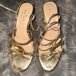 Size 7.5 Gold Kate Spade Strap Heel